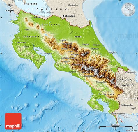 Detailed Relief Map Of Costa Rica Costa Rica Detailed Relief Map
