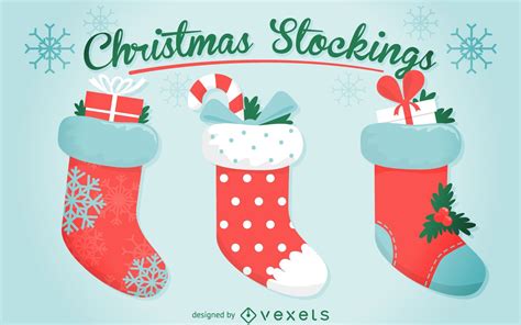 christmas stocking illustration set vector