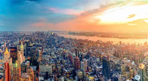 Manhattan Von Oben Sonnenuntergang Loving New York