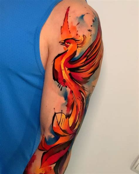 Watercolor Style Phoenix Tattoo Located On The Arm