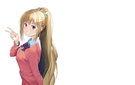 Anime Blonde Blue Eyes Blush Classroom Of The Elite Girl Kei Karuizawa Long Hair Peace Sign