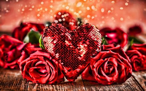 Download Wallpapers 4k Happy Valentines Day Red Heart February 14