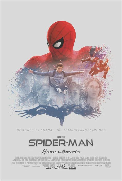 With tom holland, michael keaton, robert downey jr., marisa tomei. Credits to the artist (written on the poster) | Spiderman homecoming, Homecoming posters, Spiderman