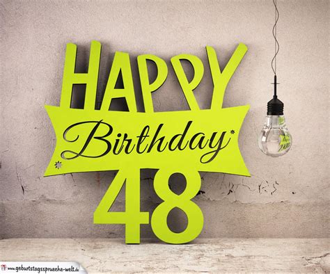 Holzausschnitt Happy Birthday 48 Geburtstag Spruch