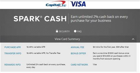 Capital one offers five different credit cards in its spark family of business cards, including two cash back cards which are covered in this review. Capital One Spark Cash Visa For Business Card $1,000 Bonus ...