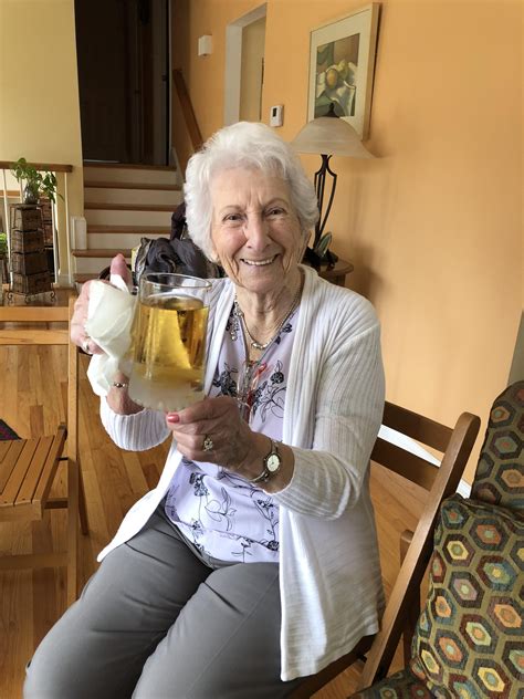 My 90 Year Old Grandmother Enjoying A Beer On Easter