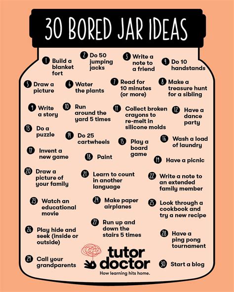 Infographic Bored Jar Bored Jar Things To Do When Bored Boredom Cure