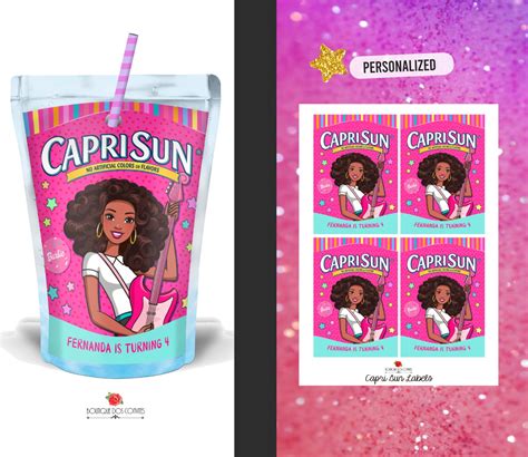Barbie Personalized Capri Sun Label African American Barbie Etsy
