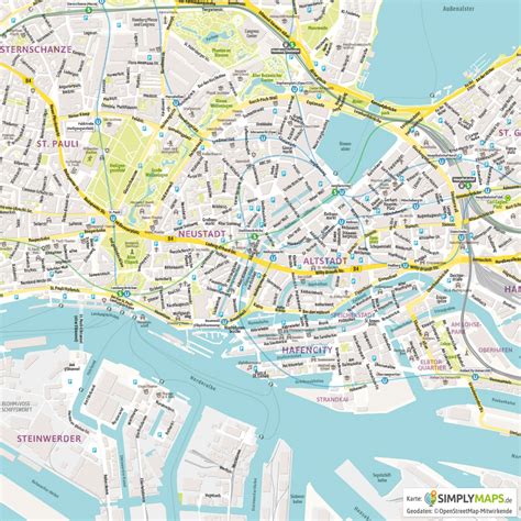Hamburg ohne hafen wäre genauso undenkbar wie köln ohne dom oder paris ohne eiffelturm. Stadtplan Hamburg - Vektor Download (Illustrator, PDF) | SIMPLYMAPS.de