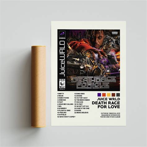 Juice Wrld Death Race For Love Album Tracklist Poster Album Etsy