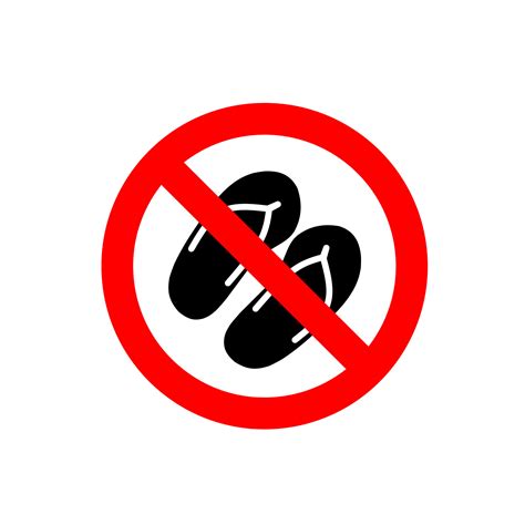 Forbidden Sign With Slipper Icon No Sandals Flip Flops Or Open Toed