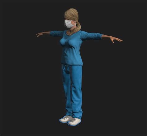 nurse woman rigged 3d game character 3d model 8 blend c4d fbx obj free3d