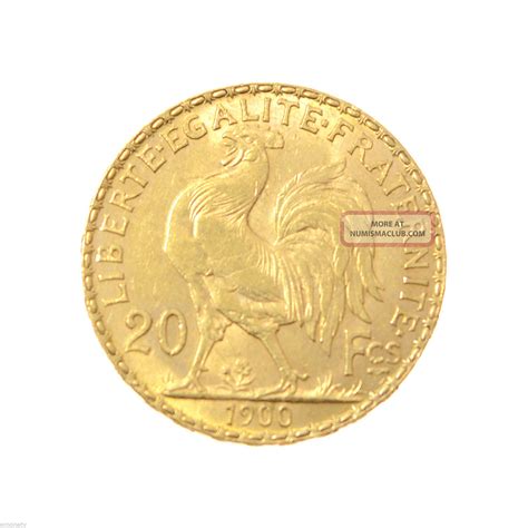 1900 France 20 Francs French Rooster Marianne Gold Coin Au T
