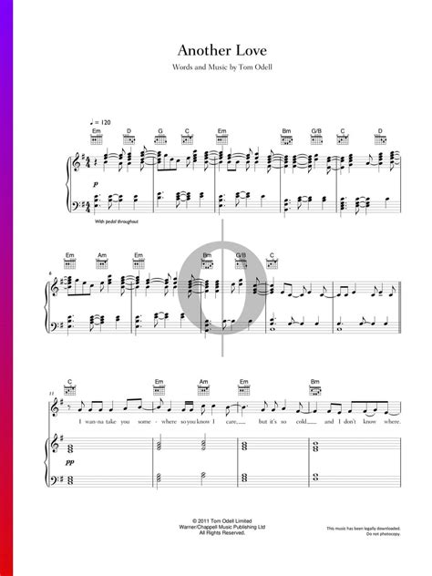 Another Love By Tom Odell Piano Sheet Music In 2021 Sheet Music