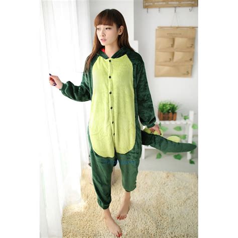 Adult Unisex Green Dinosaur Kigurumi Onesie Pajamas Costume