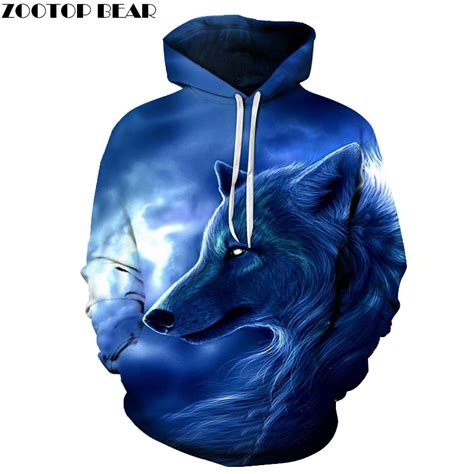 Wolf 3d Hoodies Fashion Animal Hoodie Men Women Sweatshirts Drop Ship