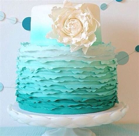 Teal Floral Ombré Cake Teal Cake Cake Birthday Cakes For Teens