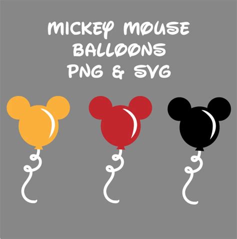 Mickey Mouse Balloons Png Svg Clip Art Mickey Mouse Birthday Etsy