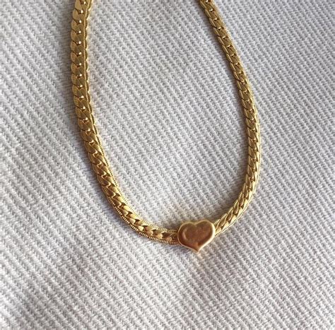Wide Flat Gold Necklace Flat Gold Necklace Gold Herringbone Etsy