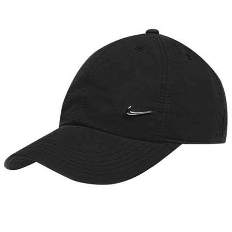 Nike Men Metal Swoosh Cap Black Baseball Hat Nike Logo Adjustable Black