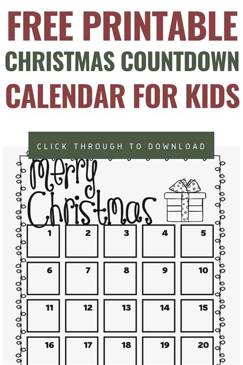 Free Printable Christmas Or Advent Countdown Calendars For Kids