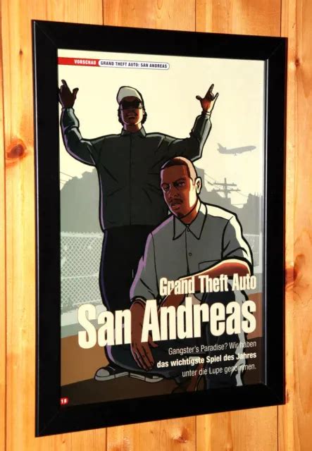 Grand Theft Auto San Andreas Gta Small Poster Old Ad Page Framed Ps2