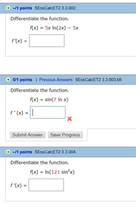 solved differentiate the function f x 5x ln 2x 5x