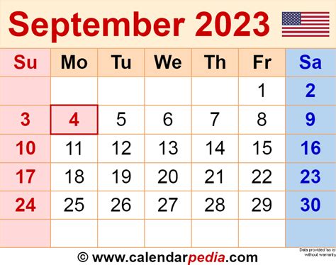 September 2023 Calendar Templates For Word Excel And Pdf