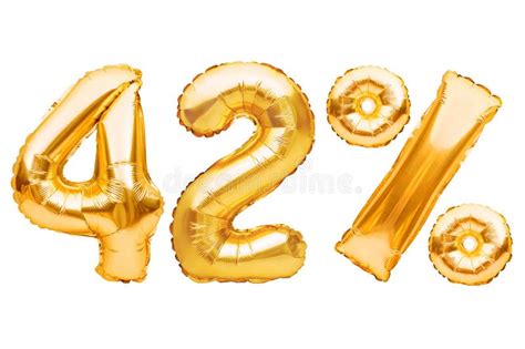Number 42 Forty Two And Percent Sign Made Of Golden Helium Inflatable
