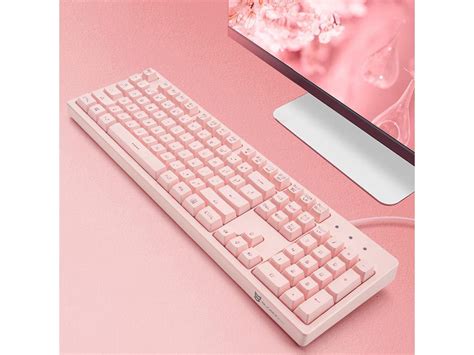 Pink Keyboard With 7 Color Led Backlit 104 Keys Quiet Silent Light Up