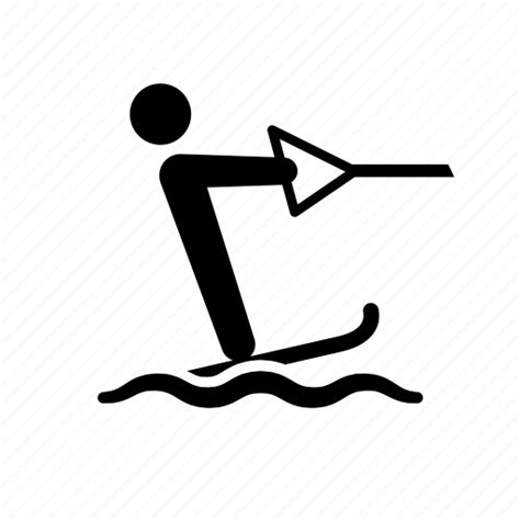 Man Recreation Stick Figure Vacation Water Skiing Waves Icon