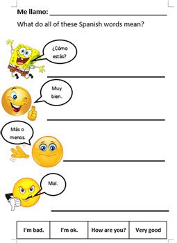 Typically, after that greeting, you would ask how are you? ¿Cómo estás? How are you? Worksheet for younger Spanish ...
