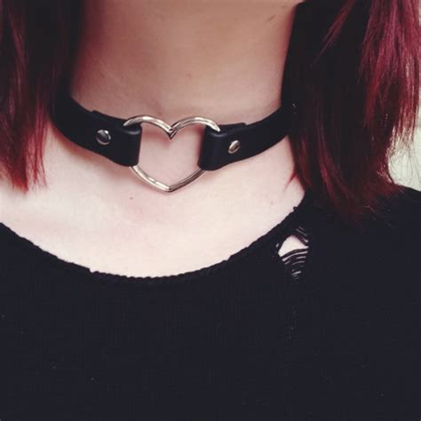 jewels choker necklace it girl shop grunge kawaii heart black style jewelry redhead