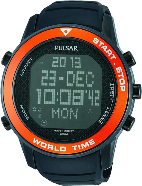 Pulsar Men Digital Quartz Watch With Leather Strap Pq2031x1