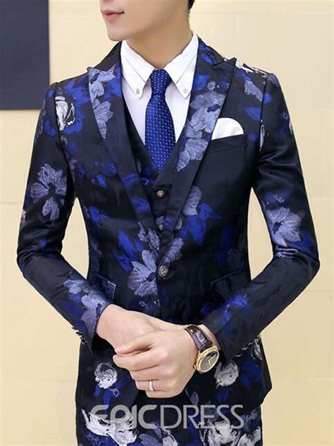 Mens grey 3piece suit all the sizes are near each item comes in suit bag. Ericdress Floral Print Slim Three-Piece of Men's Suit ...