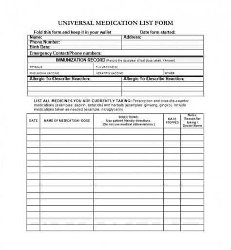 Medication List Templates For Any Patient Word Excel Pdf Artofit Hot