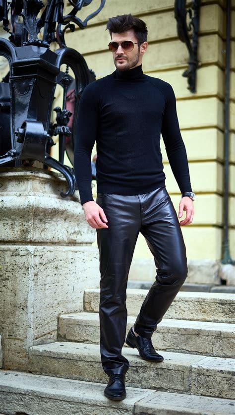 Dandyissm Mens Luxury Leather Wear Mens Leather Pants Leather