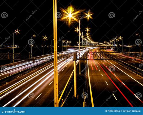 Cars On The Expressway At Night Stock Image Image Of Beauty Dusk