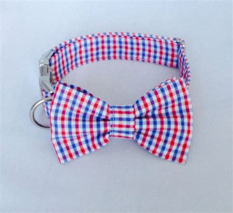 Preppy Red White And Blue Gingham Dog Bow Tie Collar Ole Miss Etsy