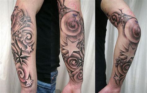 Stars Skull Arm Tattoo By 2face Tattoo On Deviantart Arm Tattoos For