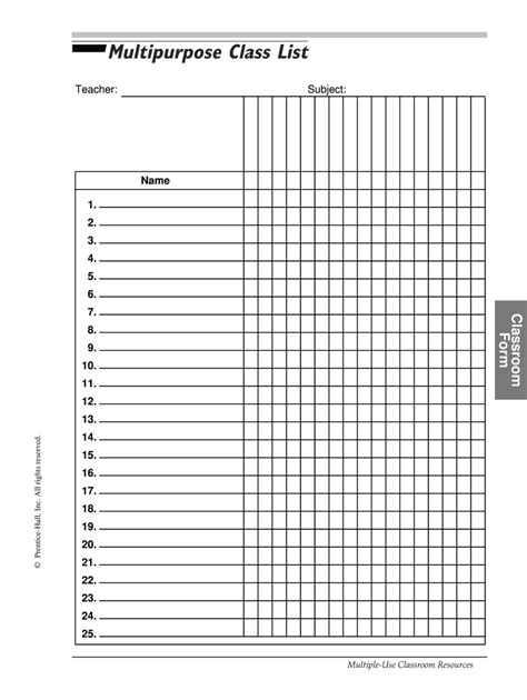Class Roster Template 2020 Fill And Sign Printable Template Online
