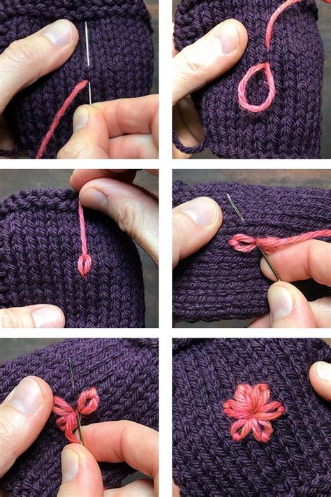 Knitted Flower Embroidery Tutorial