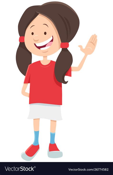 Happy Teen Girl Character Cartoon Royalty Free Vector Image