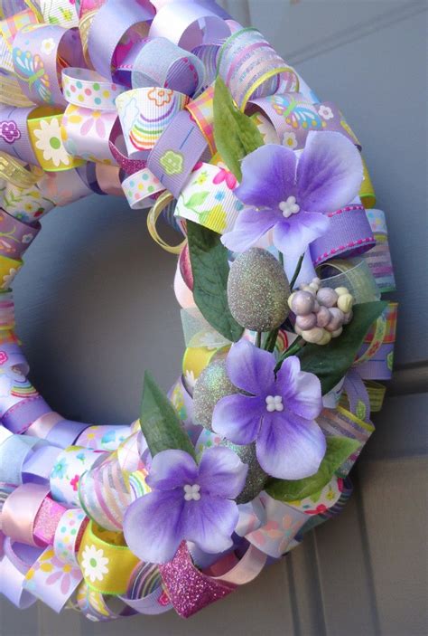 Easter Spring Mothers Day Flower Ribbon Wreath Etsy Christmas Mesh
