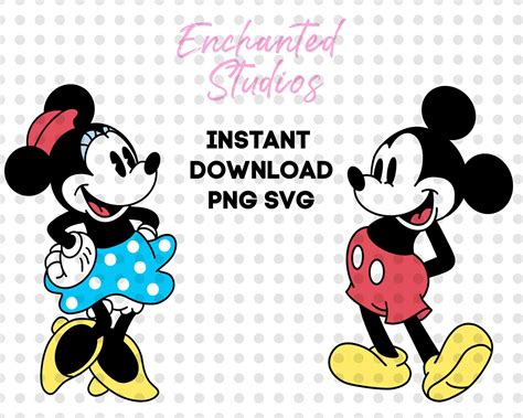Vintage Minnie And Mickey Mouse Clipart Svg And Png Clip Art Etsy
