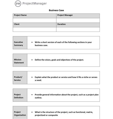 Business Case Template For Word Free Download