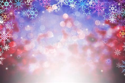 Abstract Winter Background With Bokeh Defocused Lights Stock Photo