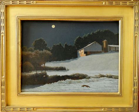 An Oil Painting Of A Farm In The Snow