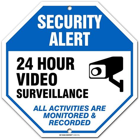 Security Alert 24 Hour Cctv Sign Video Surveillance In Use Octagon