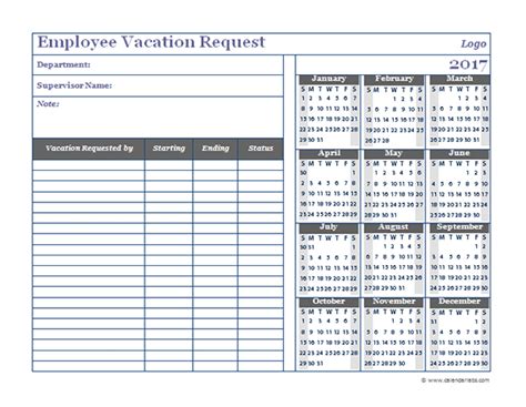 Printable Time Off Request Calendar Template Printable Templates